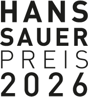 Logo des Hans Sauer Preis 2026. Schwarze Schrift „Hans Sauer Preis 202“ in zwei Schriftschnitten auf weißem Grund.